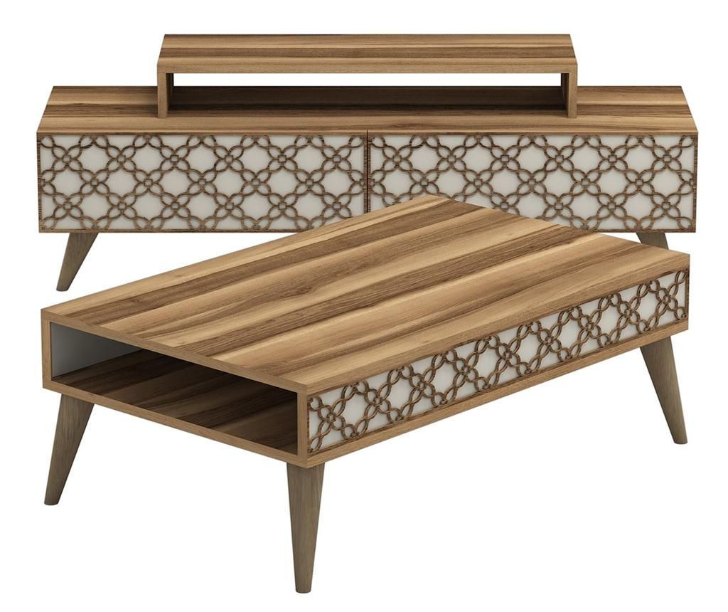 City Walnut Cream TV Komód és dohányzóasztal