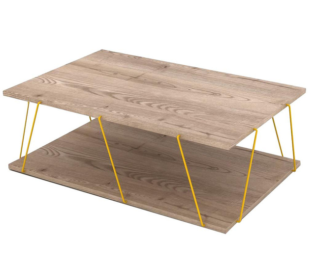 Masuta de cafea Rafevi, Tars Oak Yellow, PAL , 31x90x60 cm, galben