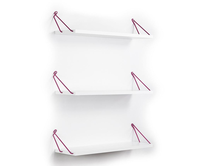 Set 3 rafturi de perete Rafevi, Altai White Pink, PAL, 60x18x13 cm, roz