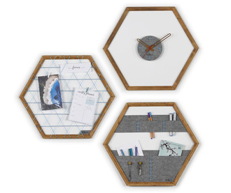 Комплект пано за бележки, стенен часовник и стенен организатор Tuva Blue