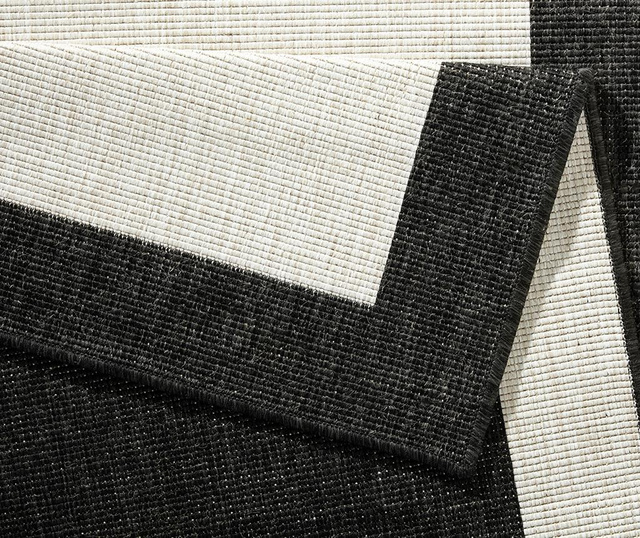 Reverzibilni tepih Panama Black Cream 80x350 cm