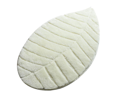 Covoras de baie Chilai Home, Jungle Leaf White, fibre acrilice, 60x100 cm, alb