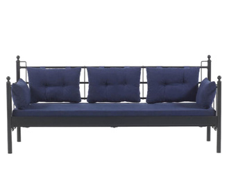Lalas Wide Black and Dark Blue Kültéri háromszemélyes kanapé