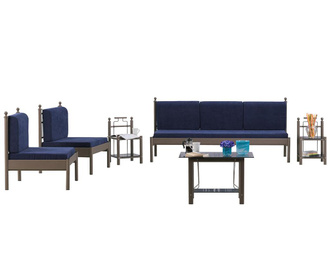 Set kauč dvosjed i 3 fotelje za vanjski prostor Mitas Brown and Blue
