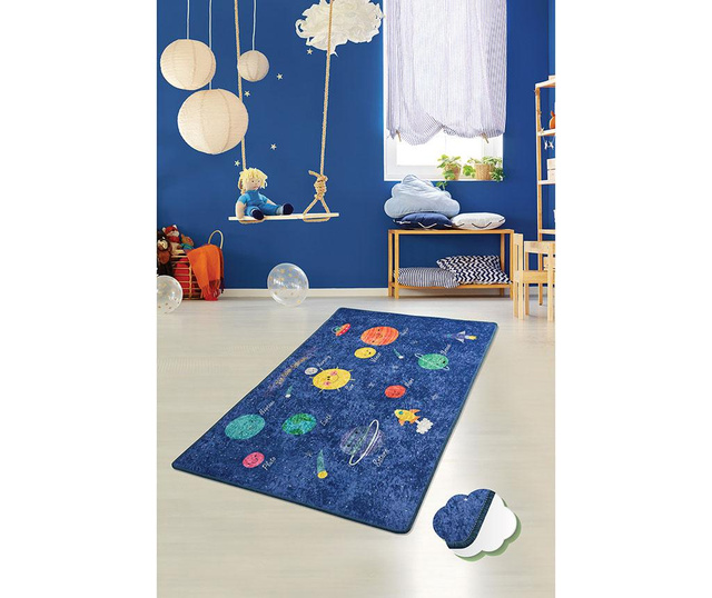 Covor Chilai, Space, 140x190 cm, poliester antibacterian, albastru