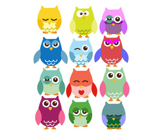Set 12 naljepnice Colorful Owls