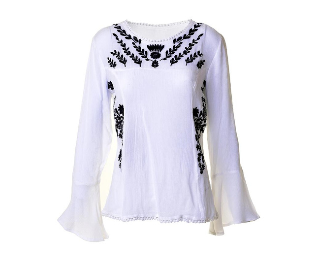 Bluza dama Inart, Kaftan Floral Embroidery, alb