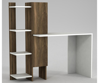 Birou Furny Home, Gina White Walnut, PAL melaminat, 120x45x117 cm