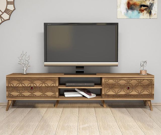 Comoda TV Hommy Craft, Class Walnut, PAL melaminat, 44x180x35 cm