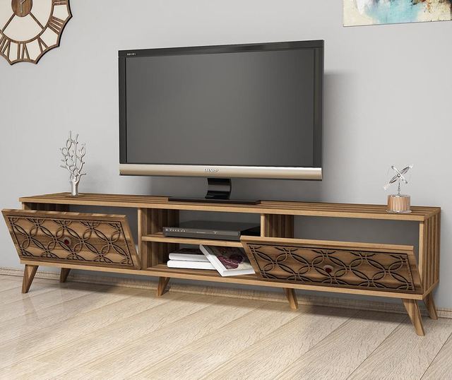 Comoda TV Hommy Craft, Class Walnut, PAL melaminat, 44x180x35 cm