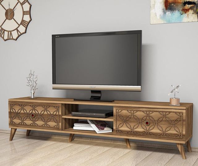 Comoda TV Hommy Craft, Class Walnut, PAL melaminat, 44x180x35 cm