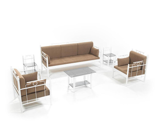 Set kauč trosjed i 2 fotelje za vanjski prostor Hatkus White Brown