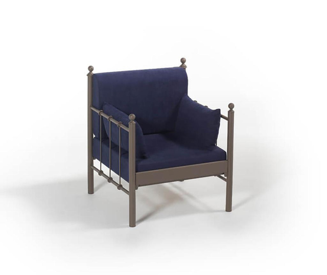 Lalas Old Brown Dark Blue Háromszemélyes kültéri kanapé és 2 fotel