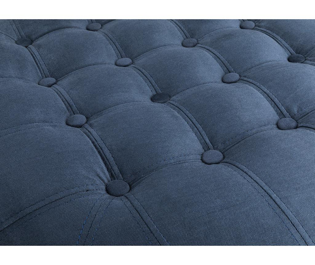 Taburet pentru picioare Kalatzerka, Chesterfield Round Petrol Blue, albastru petrol, 80x80x32 cm