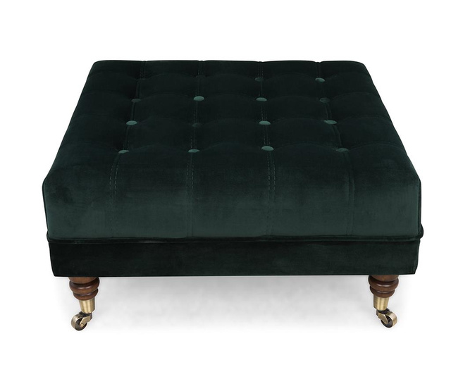 Taburet pentru picioare Kalatzerka, Chesterfield Square Dark Green, verde inchis, 70x70x32 cm