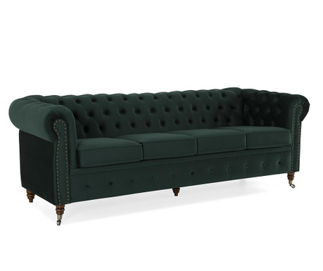 Chesterfield Dark Green Négyszemélyes kanapé