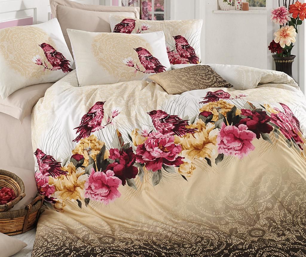 Sada posteľná bielizeň Double Ranforce Rose Branch Cream