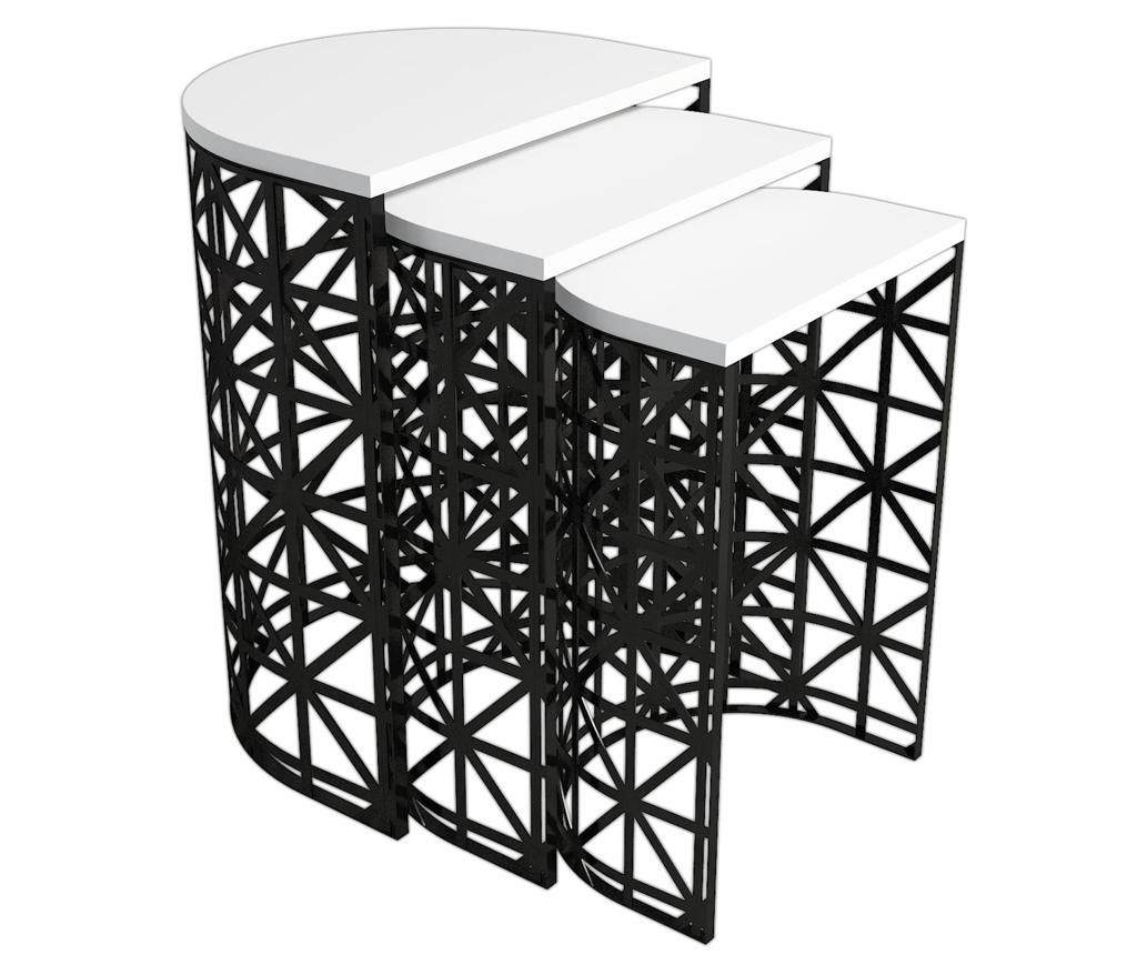 Σετ 3 Τραπεζάκια σαλονιού λευκά σφυρήλατα