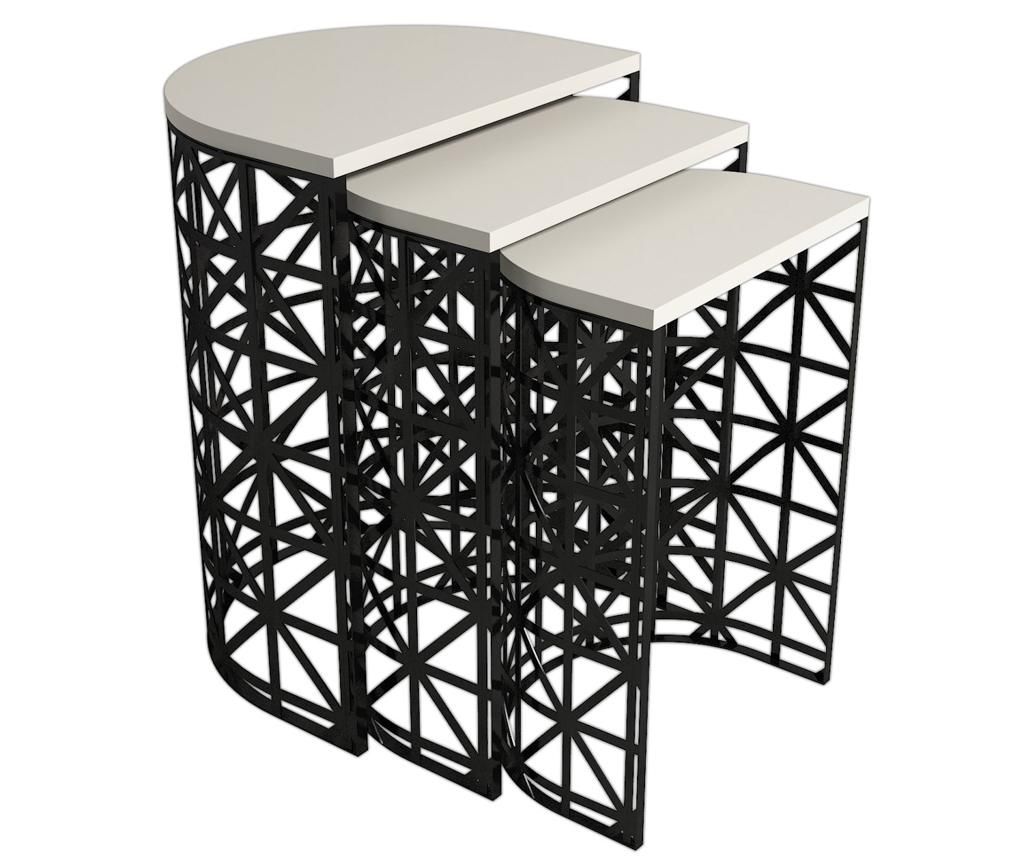 3 db Krém színű dohányzóasztal szett