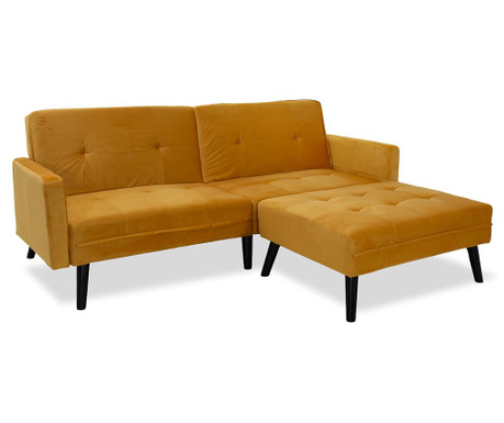 Set kauč na razvlačenje i tabure za noge Dream Yellow