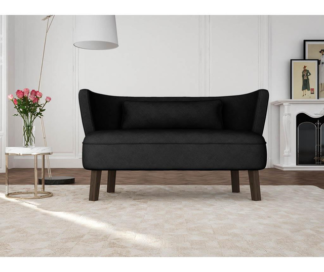 Canapea 3 locuri Rodier Interieurs, Organza Black, negru, 137x70x75 cm