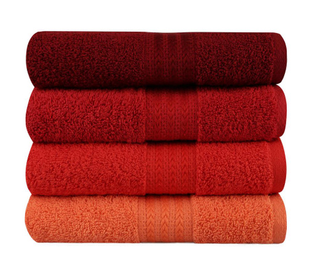 Zestaw 4 ręczników kąpielowych Shades Red