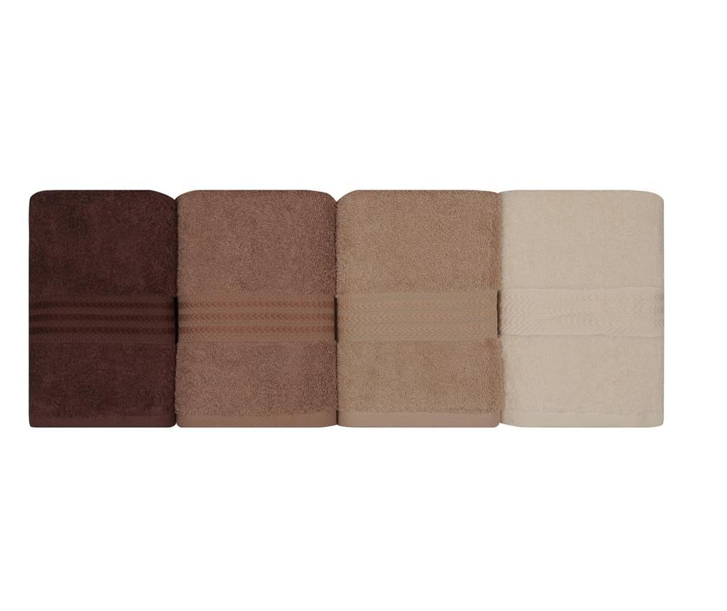 Комплект от 4 кафяви хавлии 50x90 см - 3