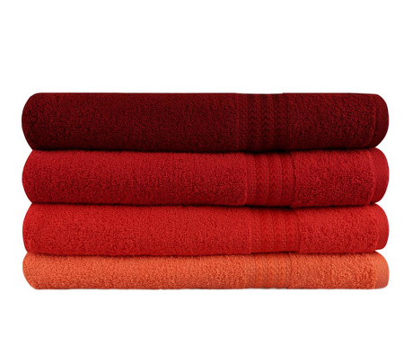 Zestaw 4 ręczników kąpielowych Rainbow Red