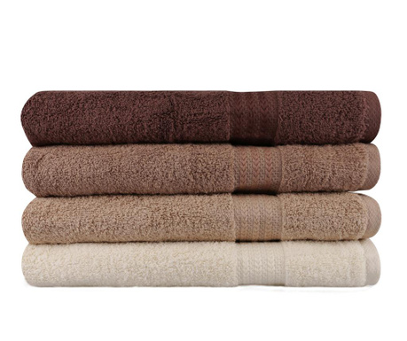 Zestaw 4 ręczników kąpielowych Rainbow Brown
