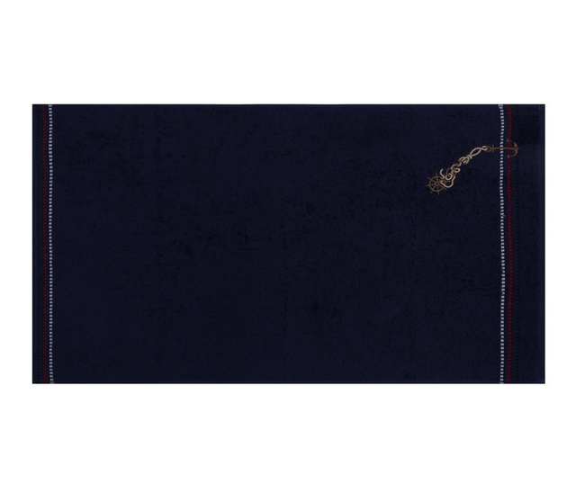 Set 2 prosoape de baie Hobby, Marina Anchor Dark Blue, bumbac, 50x90 cm, albastru inchis