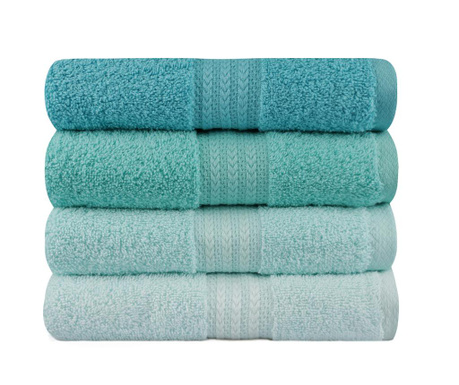 Zestaw 4 ręczników kąpielowych Rainbow Water Green 50x90 cm