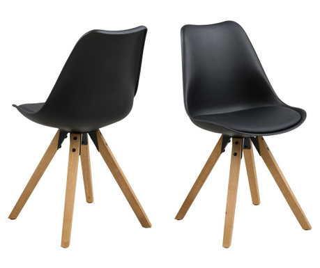 Set 2 scaune Actona, Dima Black, 55x49x85 cm