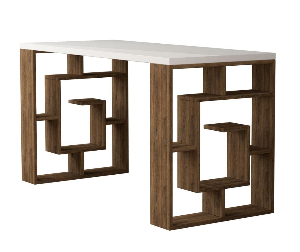 Radni stol Maze White and Dark Oak