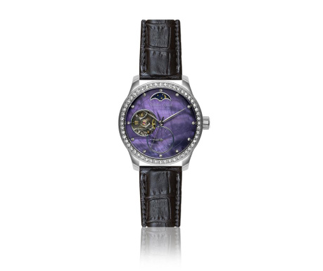 Дамски ръчен часовник Tegernsee Croco Black Leather