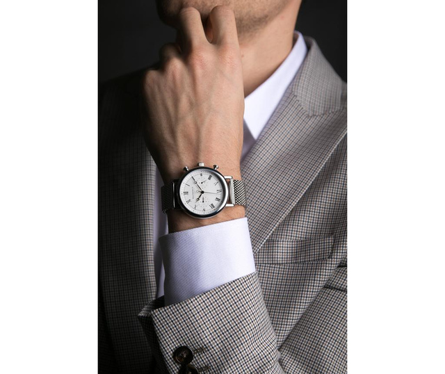 Ръчен мъжки часовник Wiesbaden Silver Mesh
