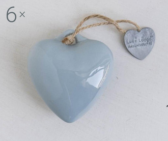 Set 6 decoratiuni suspendabile Heart Light Blue