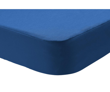 Cearsaf de pat cu elastic Pikolin, Dustin Dark Blue, lyocell, 160x200cm, albastru