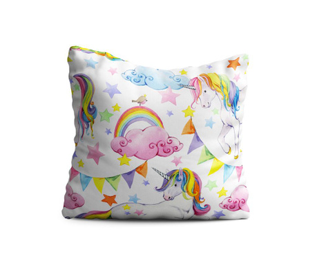 Perna decorativa Oyo Kids, Unicorns Pattern, poliester, 40x40 cm, multicolor