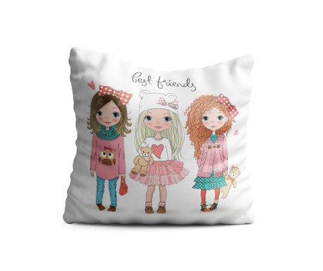 Perna decorativa Oyo Kids, Best Friends, poliester, 40x40 cm, multicolor