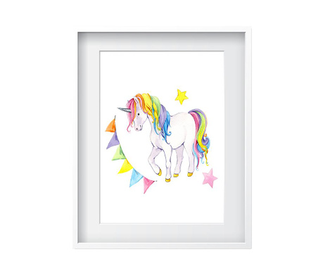 Tablou Oyo Kids, Unicorns, poliester imprimat, 24x29 cm, multicolor