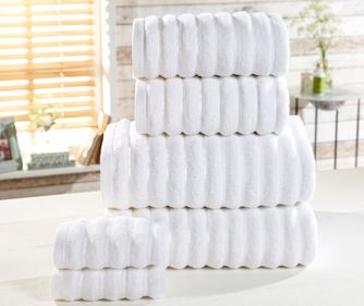 Set 6 prosoape de baie Ribbed White