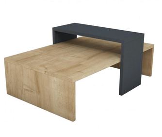Masuta de cafea Puqa Design, Glow Sapphire Anthracite, PAL melaminat, 80x50x32 cm