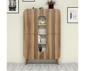 Diófa és krémszínű alsószekrény