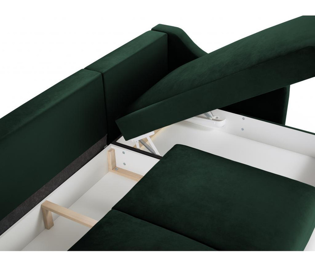 Разтегателен четириместен ъглов диван Lilas Bottle Green