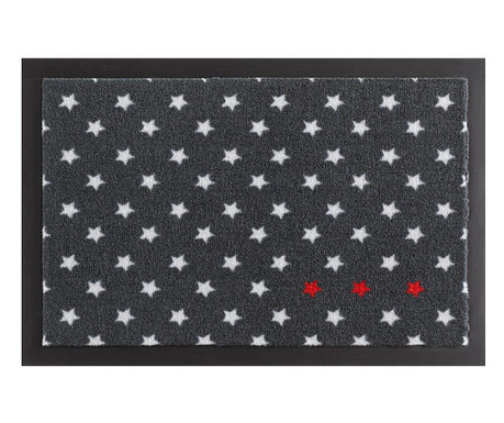 Printy Stars Anthracite Red White Lábtörlő szőnyeg 40x60 cm