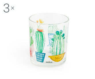 Set 3 pahare Excelsa, Cactus, sticla, 0.25