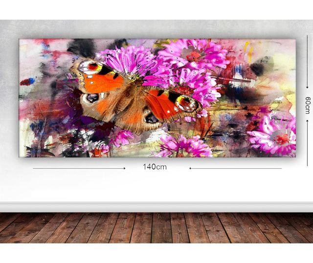Slika Pink Flower And Butterfly 60x140 cm