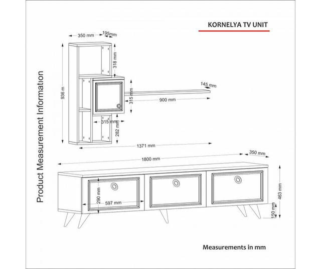 Комплект комода TV и висящ модул Kornelya