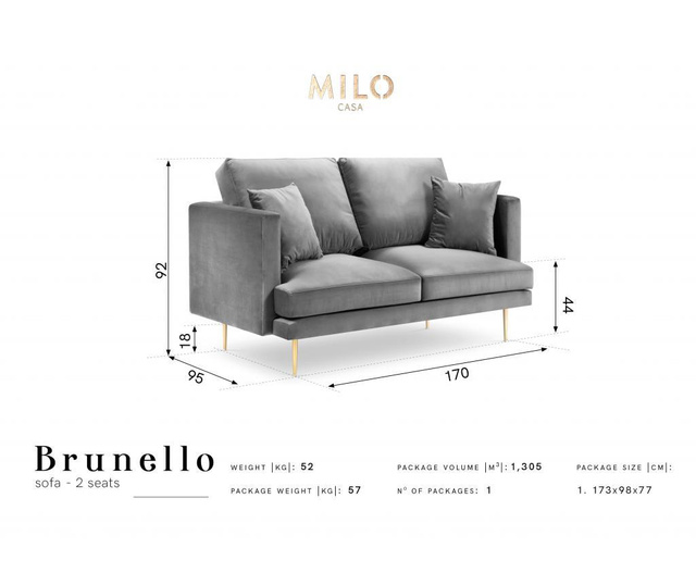 Sofa trosjed Brunello Petrol