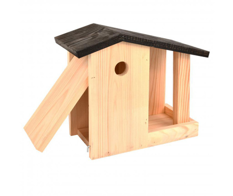 Kъщичка за птици с хранилка